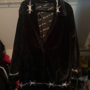 Faux fur barbed wire coat